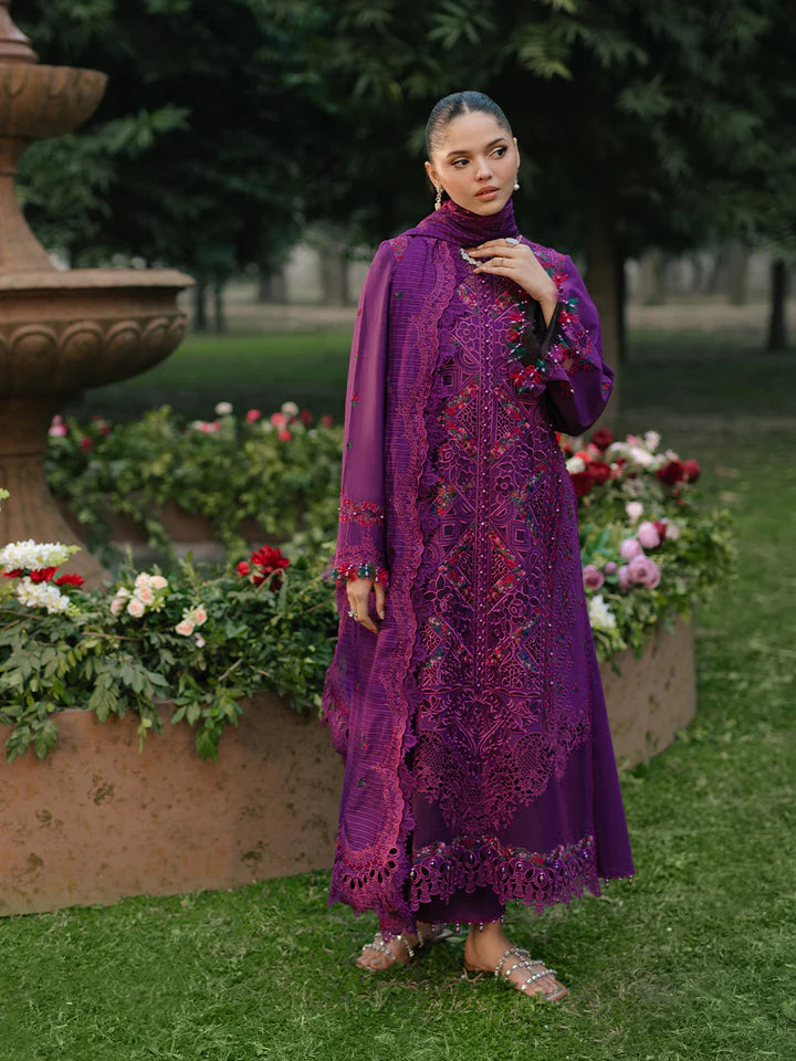 Luxury Gulfraz lawn fabric 105-B, vibrant green textile with intricate pattern, ideal for elegant clothing and home decor.