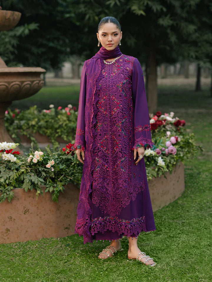 Luxury Gulfraz lawn fabric 105-B in vibrant green, showcasing smooth, high-quality textile with detailed weave pattern.