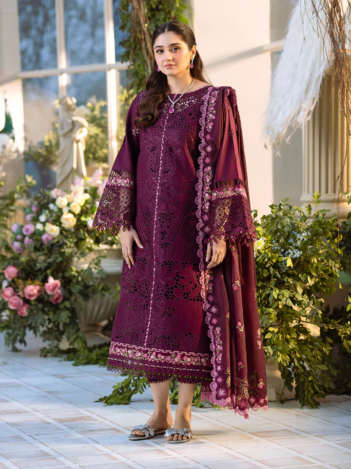 Luxury Gulfraz lawn fabric in shade 106-A, showcasing a close-up of the textured, high-quality textile pattern.