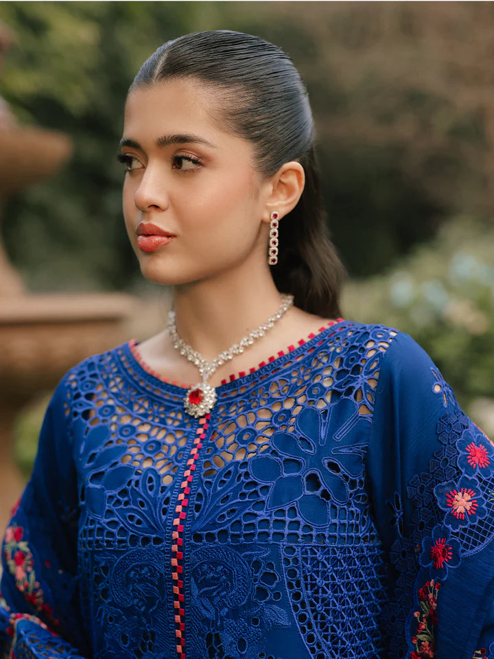 Luxury Gulfraz lawn fabric 106 - B with intricate floral patterns and vibrant colors, ideal for elegant clothing designs.