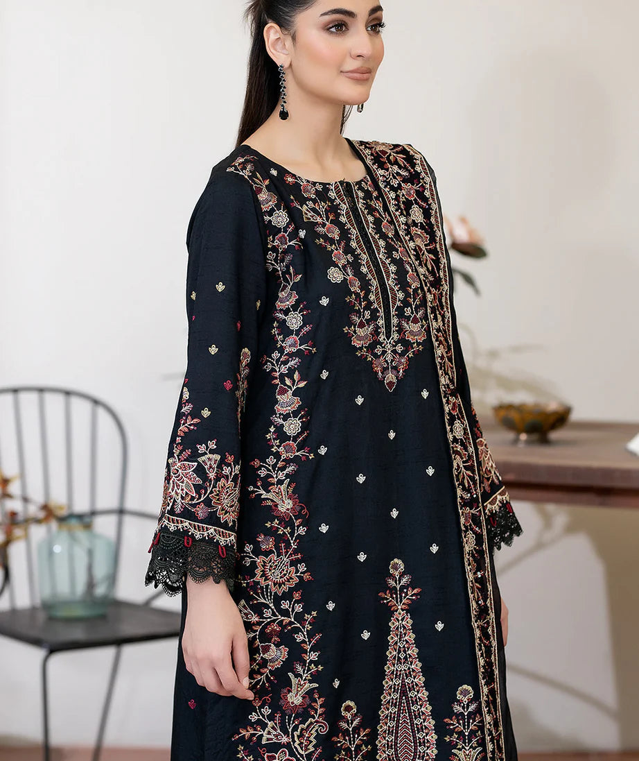 Elegant Sameeha Emb Silk fabric by Gulfraz, featuring intricate embroidery and a luxurious silk texture.
