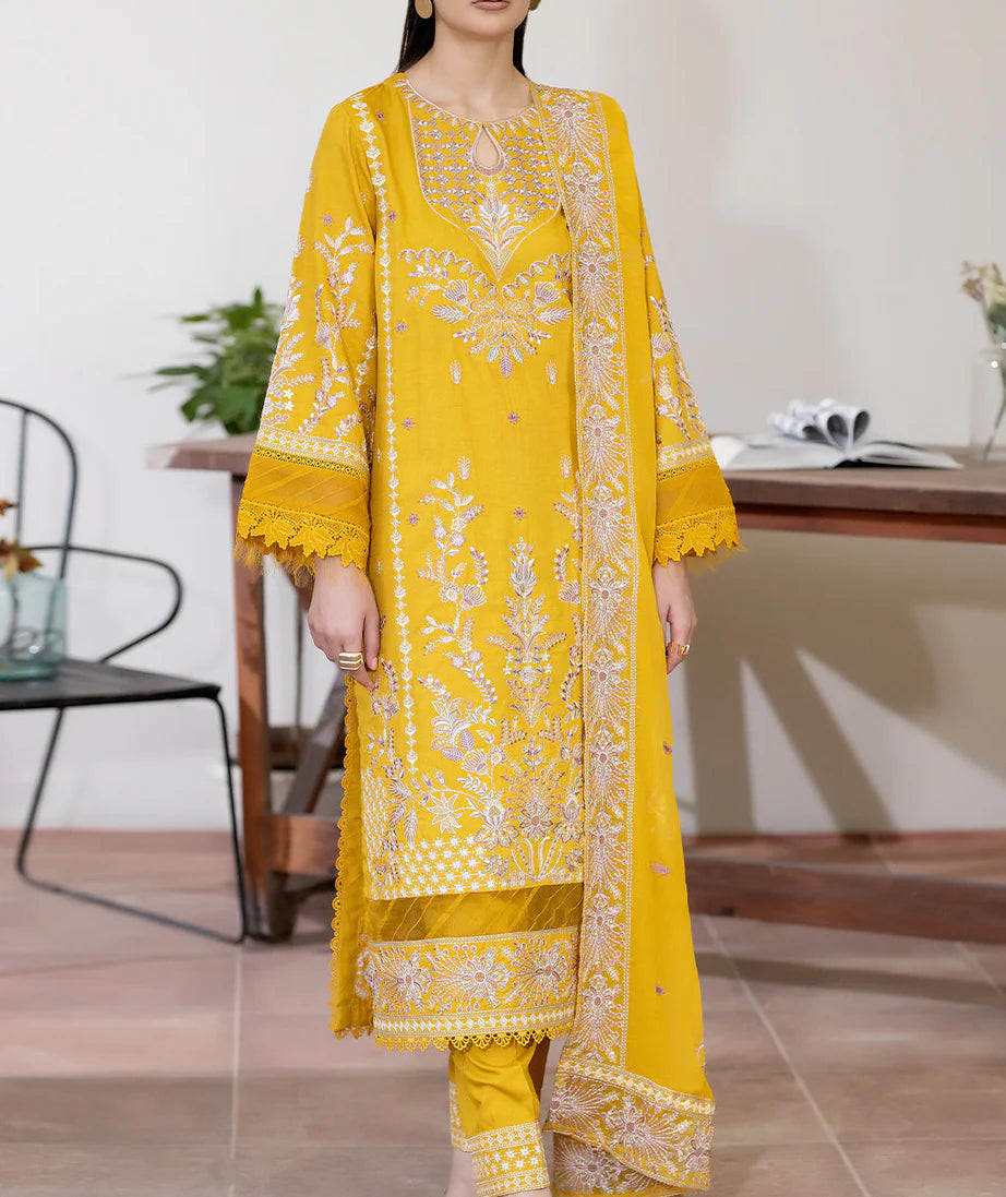 Elegant Sameeha Emb Silk shawl by Gulfraz, showcasing intricate embroidery and luxurious silk fabric in a detailed close-up image.