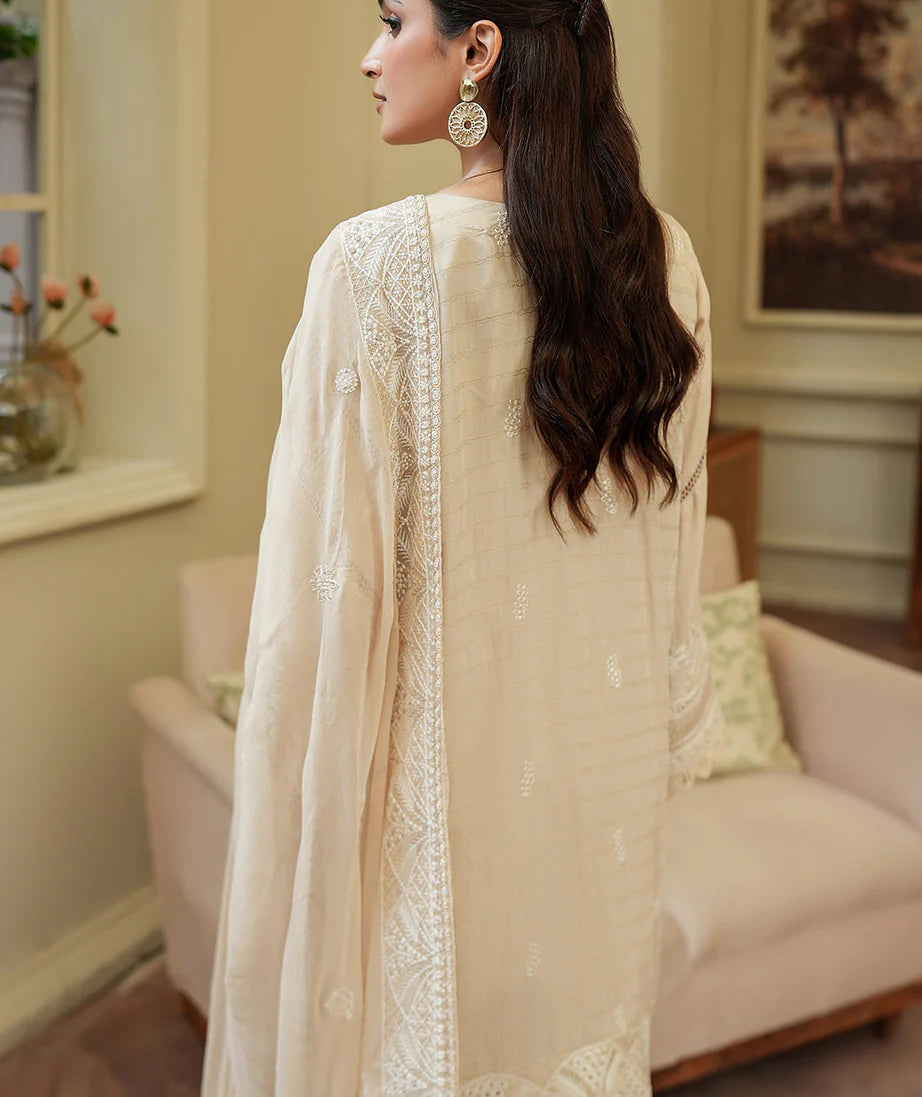 Embroidered viscose fabric by Gulfraz, showcasing intricate embroidery details on a stylish textile.