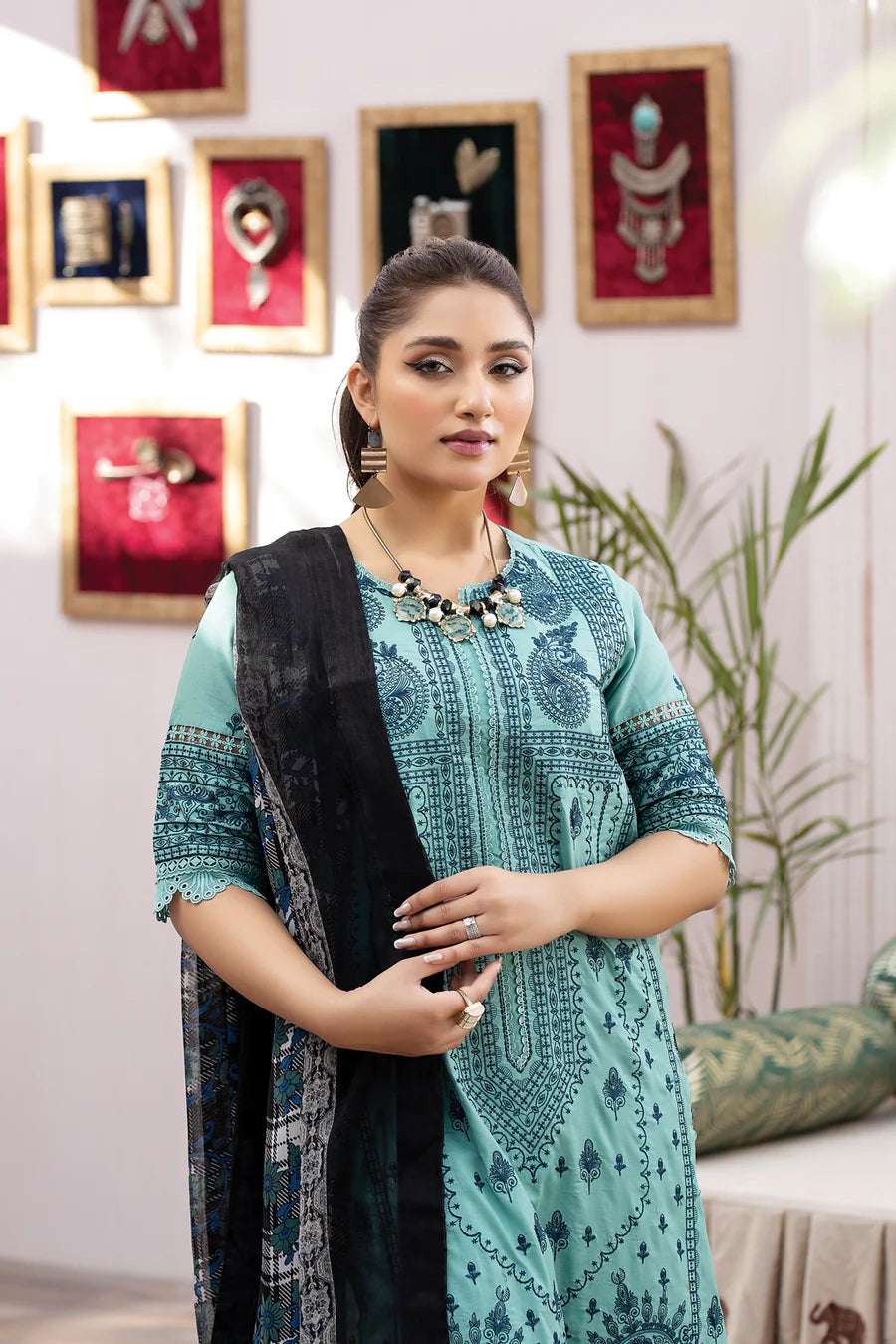 Gulfraz RK-329 embroidered lawn fabric with intricate floral embroidery in vibrant colors, showcasing detailed needlework and soft fabric.